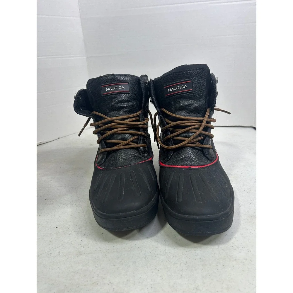 Nautica Padden Mens Black Duck Boots Lace Up Winter Rain Shoes Size 9